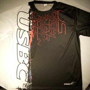 USBC Bowling Shirt  Men's/Adult  XXL  Black/Red/White  Poly  Short-sleeve  NEW